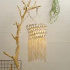 Настенные подвесной, в технике макраме абажур Boho ручной абажур для лампы с металлическим каркаксом и подвеской из гобелен для гостиной Свадебные украшения