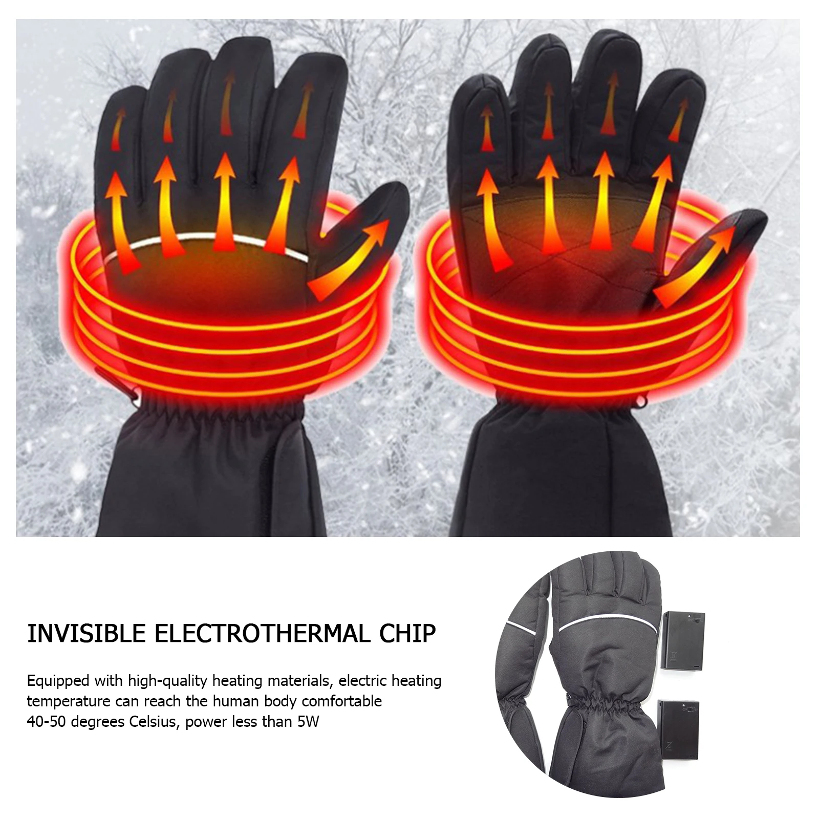 

Heated Gloves, Waterproof Hand Warmers Thermal Gloves for Cycling, Fishing