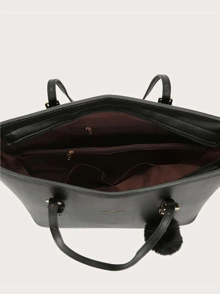 Pom Pom Decor Tote Bag 2021 new style shoulder bag women large capacity ladies bag retro tote bag send hair ball