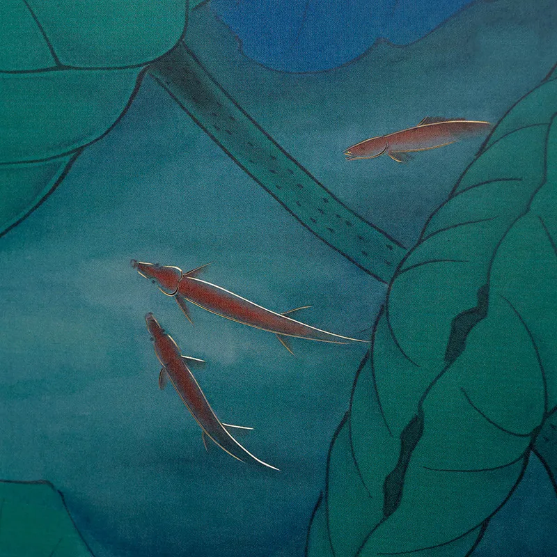 

Hand-Carved Copper Carving Paint "Lotus Green" Decorative Painting Entrance Painting Background Painting Mural