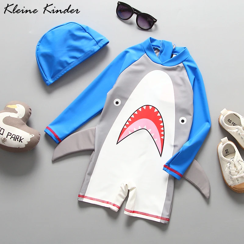 

Детский цельный купальник, с длинным рукавом и принтом акулы, для малышей, купальные костюмы для мальчика