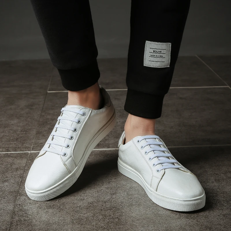 Мужские кожаные кроссовки дышащие на шнуровке Повседневная модная Уличная обувь