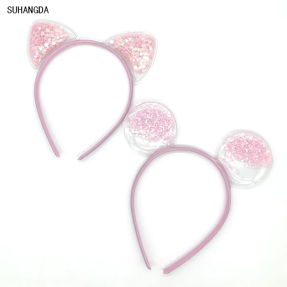 New Girls Cute Colorful Sequin Cat Ears Headbands Children Sweet Cat Ears Hair Band Kids Hair Accessories Scrunchie Christmas