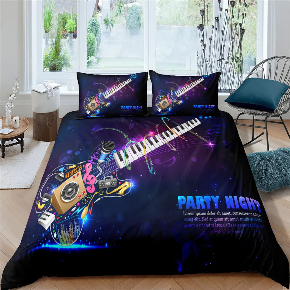 

2021 3D Guitar Bedding Set 100% Microfiber Adult Child 1 Duvet Cover+1/2 pillowcases Single Double Queen Full King Size Decor