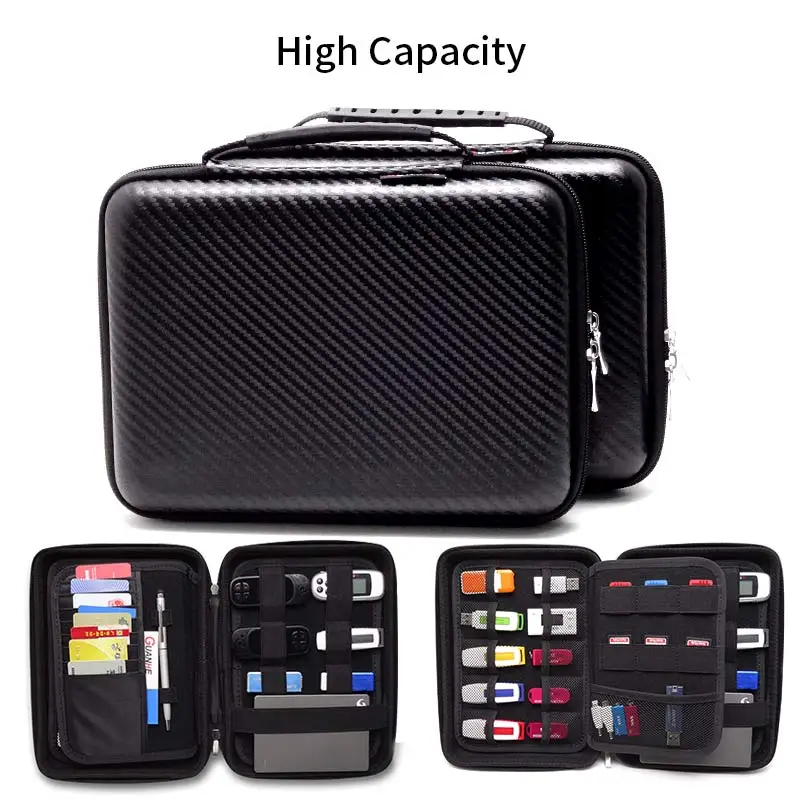 Кожаная электронная цифровая сумка для хранения с большой емкостью внешнего