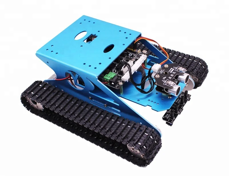 Günstig Yahboom DIY G1 Pädagogisches Blau Tank Smart Roboter Track Auto Kit Für Smartduino R3 Mit Link Tracking Modul