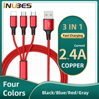 3 in 1 2 4a nylon micro usb cable for iphone huawei xiaomi type c fast charging cable for samsung nokia usb cables cords wire