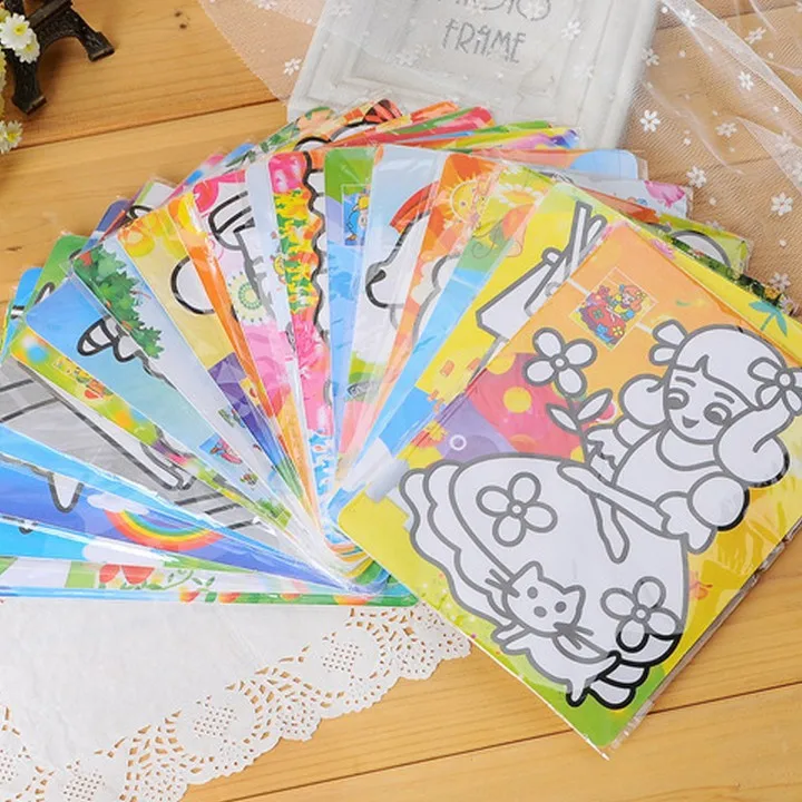 

Creative DIY Sand Painting Kids Montessori Toys Children Crafts Doodle Colour Sand Art Pictures Drawing Paper Educational Toys