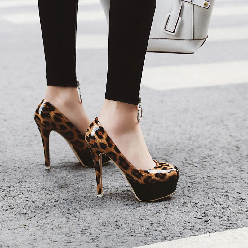

Большой размер 48; обувь на платформе; женская свадебная обувь на шпильке; женские леопардовые туфли-лодочки для невесты; обувь для подиума и ...