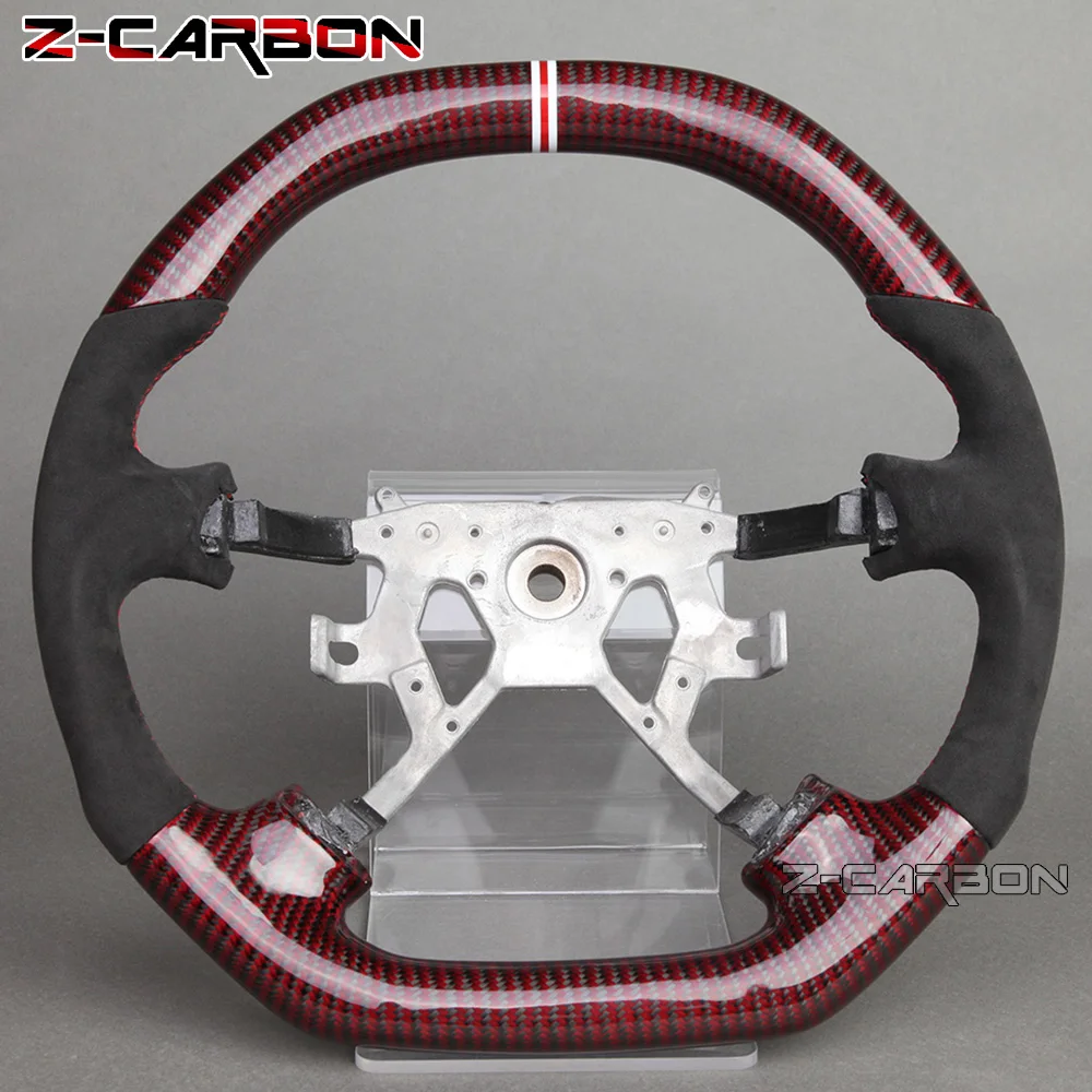 

Red Black Carbon Fiber Steering Wheel For Nissan Patrol Y61 2013 Italy Alcantara