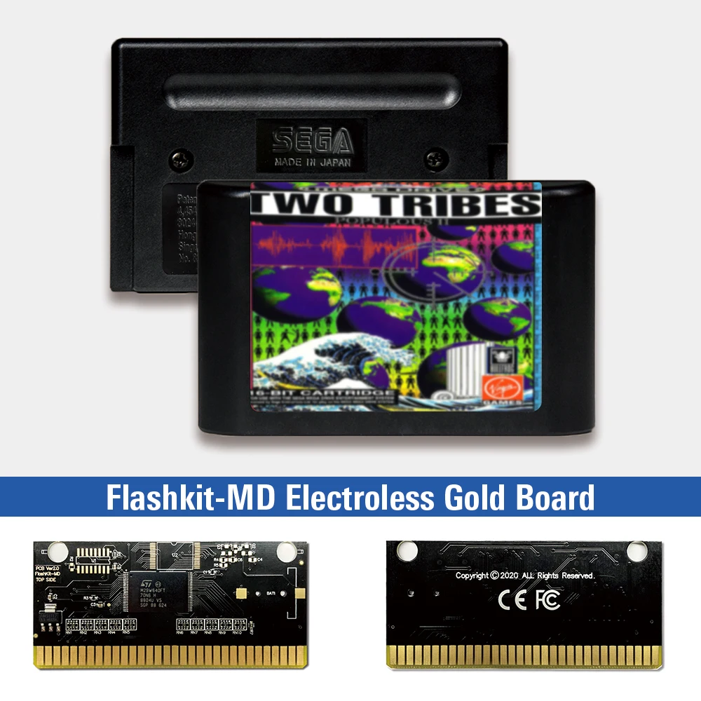

Two Tribes Populous II - EUR Label Flashkit MD Electroless Gold PCB Card for Sega Genesis Megadrive Video Game Console
