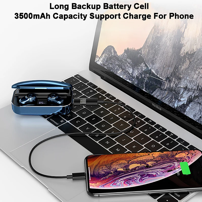 TWS, Bluetooth наушники, стерео звук, беспроводные наушники, Bluetooth 5,0, HD вызов, беспроводная Bluetooth гарнитура с 3500 мАч, внешний аккумулятор