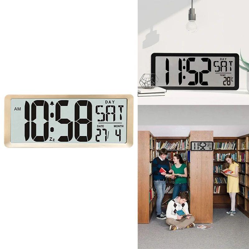 

Large Digital Wall Alarm Clock for Home,14Inch LCD with Snooze Date