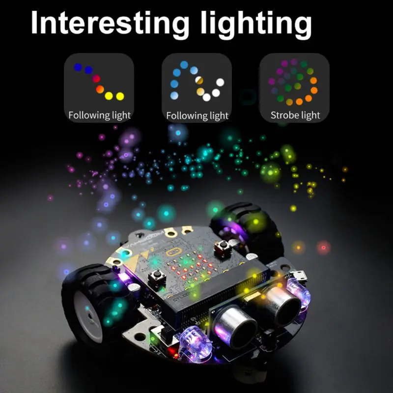 

1Set Micro:bit Graphical Programming Robot Mobile Platform Smart Car V4.0 Support Line Patrol Ambient Light Accessories