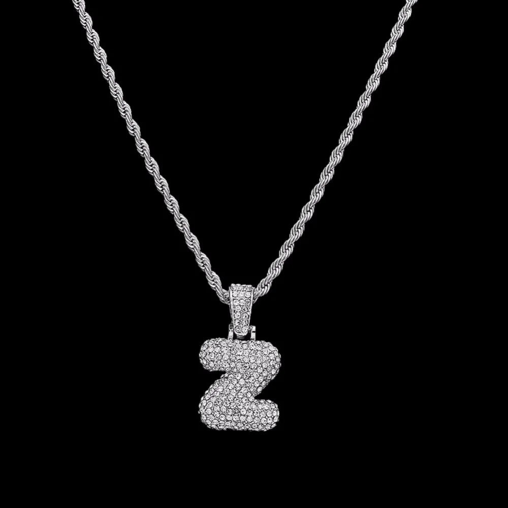 Сплав Bling Bubble Intial Let Iced Out горный хрусталь A-Z начальный кулон золотистый Серебристый с розой Подвеска золотого цвета кулон ожерелье