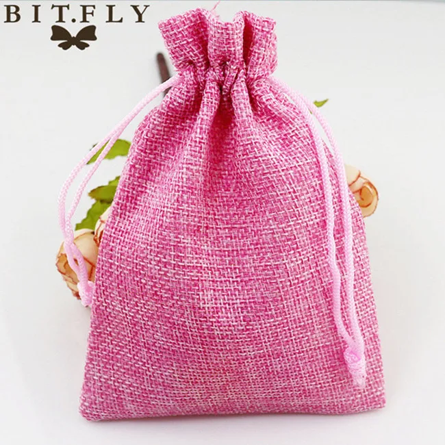 Pink 50 шт. новые брендовые винтажные натуральные мешковины hession Подарочные мешки для конфет, Свадебный вечерние подарочные мешочки из джута - Цвет: Pink