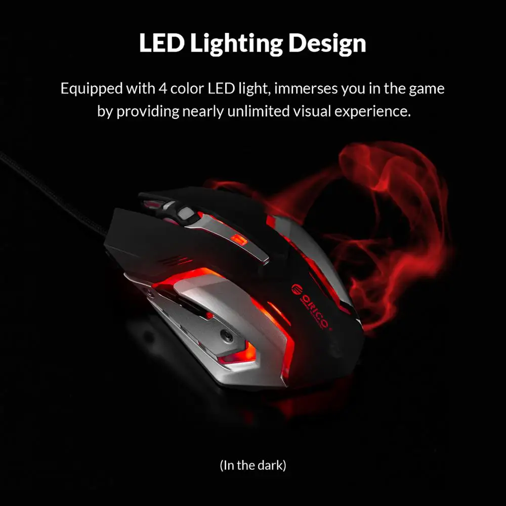 Профессиональная USB игровая мышь ORICO регулируемая Проводная оптическая 3200 DPI