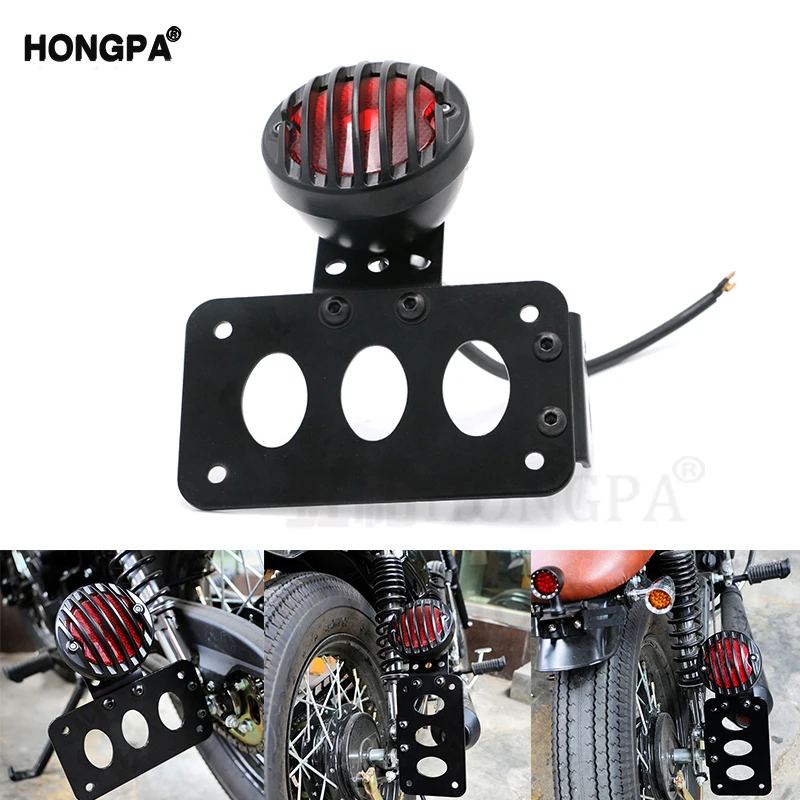 Черный мотоцикл боковое Крепление задний Светильник w/номерной знак кронштейн