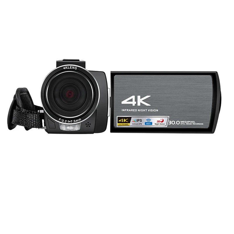 4K 60FPS Video Camera Camcorder Ultra HD 30MP Vlogging Digital Recorder 3.0In IPS Screen IR Night(EU Plug) | Безопасность и защита