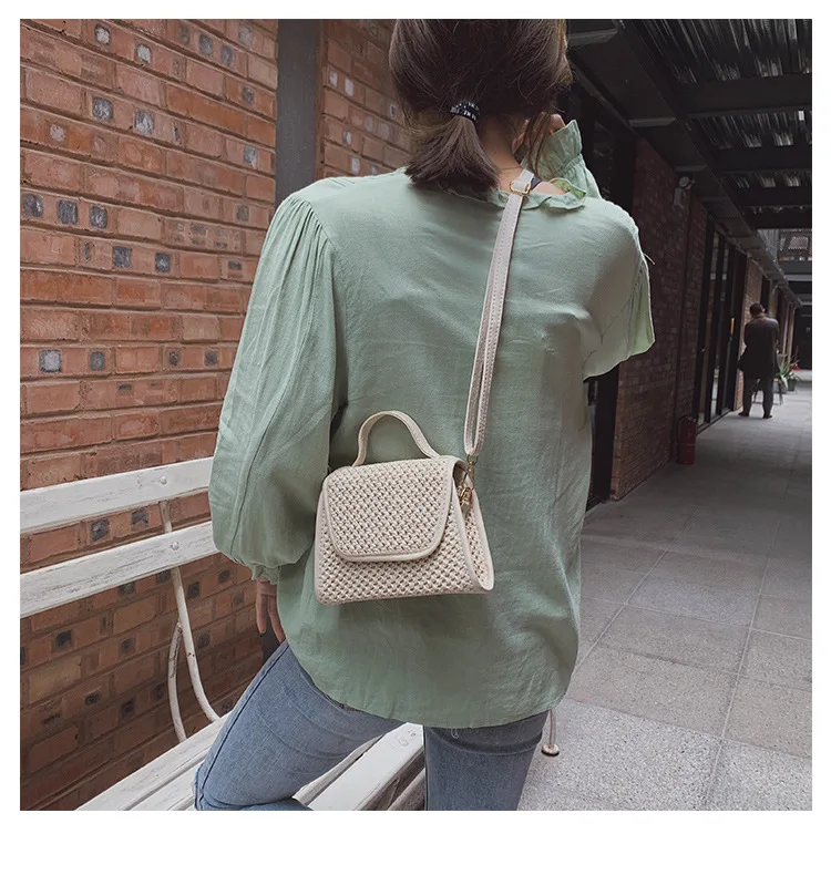 Женская Соломенная Сумка Пляжная плетеная с откидной крышкой кошелек для монет