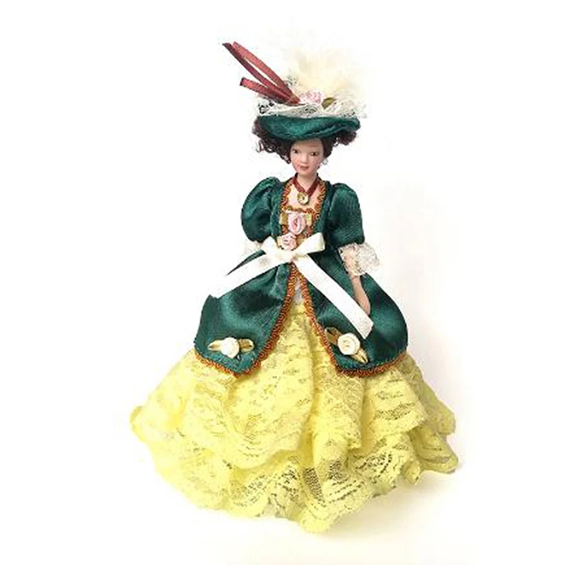 Новинка 1:12 красивые миниатюрные фарфоровые куклы Miss Lady в викторианском стиле