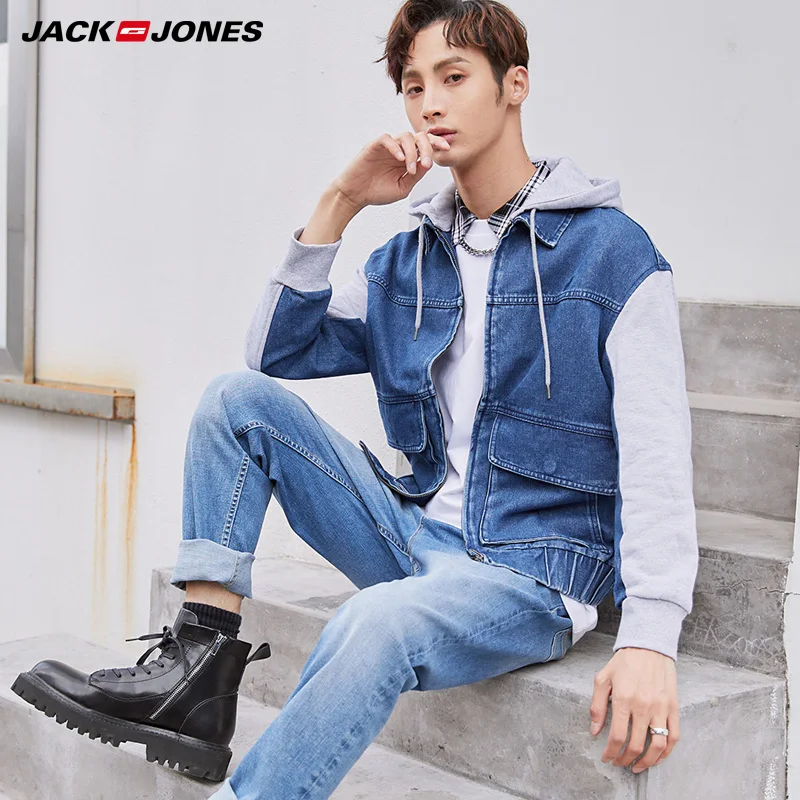 

Мужское хлопковое пальто Jack Jones, джинсовая куртка с капюшоном, 219357506