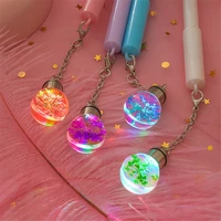1pc novelty dried flowers pendent gel pen 0 5mm black ink needle colorful light bulb signature pens kawaii stationery kids gifts