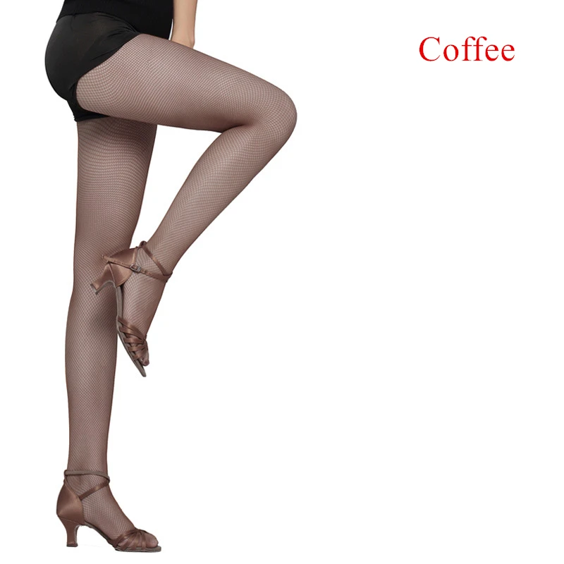 Coffee Женские Профессиональные ажурные чулки, сексуальные колготки для латинских танцев, сетчатые колготки, тонкие эластичные Чулочные изделия для Бальных и латинских танцев - Цвет: Coffee