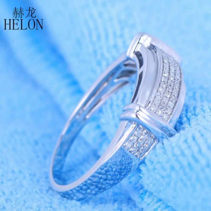 

HELON Solid 10K White Gold Pave 0.25ct Genuine Natural Diamond Men Ring Engagement Wedding Trendy Party Men Jewelry Ring