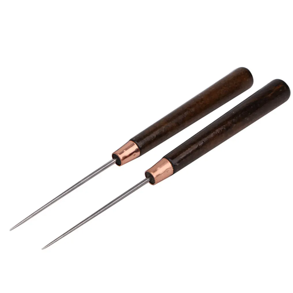 2 шт. прочная профессиональная кожа шило инструменты с деревянной ручкой для