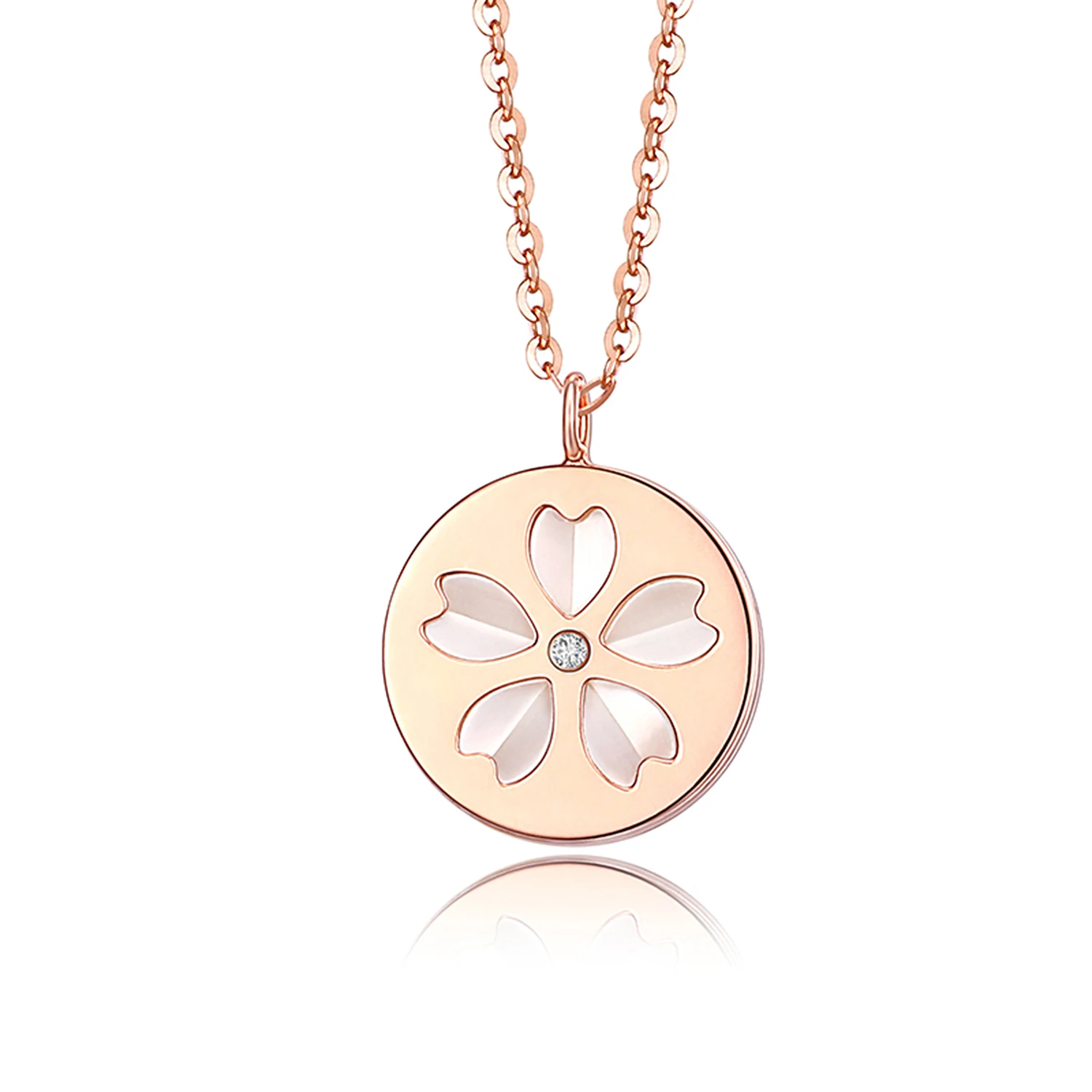

Women Chain Necklace Rose Gold Mother-of-pearl Clavicle Chain Stainless Steel Lucky Clover 2020 Necklaces Fashion Jewelry 1661