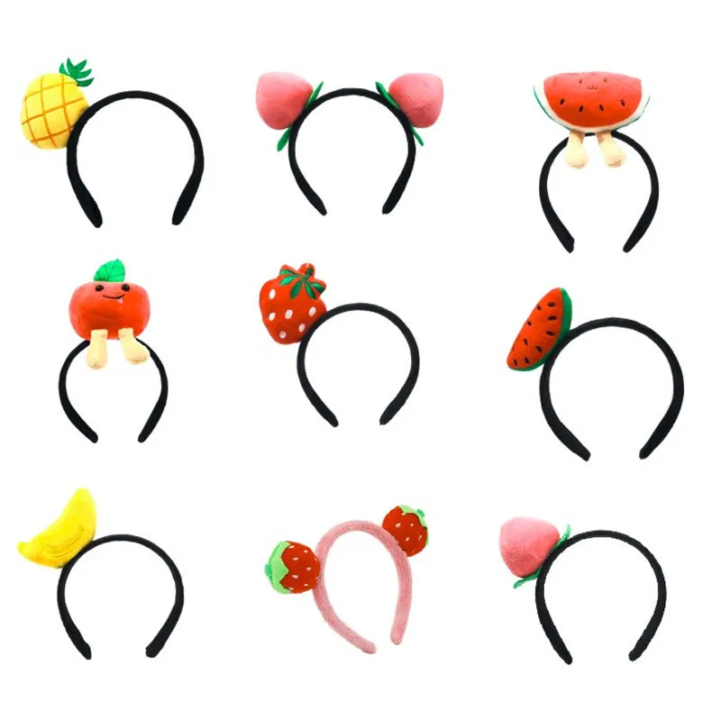 

Girl Kids Party Funy Fruit Headband Cute 3D Cartoon Watermelon Strawberry Animal Unisex Vegetable Sweet Funny Headwear Headdress
