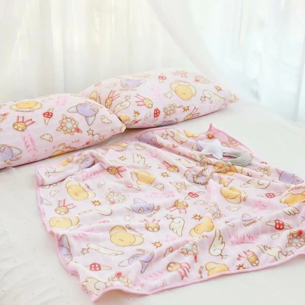 

Card Captor Sakura Flannel Blanket Soft Cartoon Plush Toy Comfortable Pillowcase Lunch Break Animal Houseware Gifts For Kid