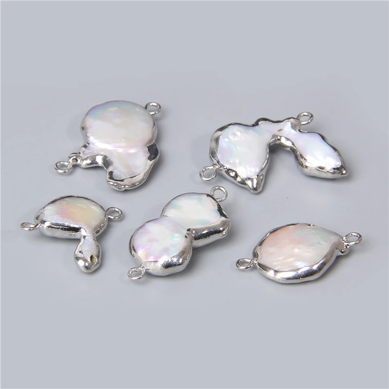 3 шт естественный неправильной формы с двойным отверстием жемчуга соединитель