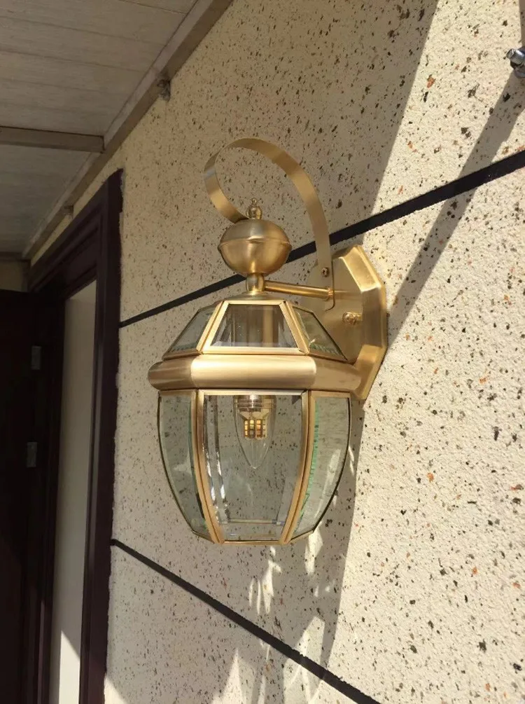 Ванная антикварная медная Водонепроницаемая наружная настенная лампа led E27