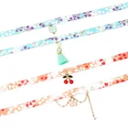 Женский чокер с цветочным принтом, модное ожерелье с подвеской-бахромой сакуры в стиле Харадзюку, Ювелирное Украшение на лето