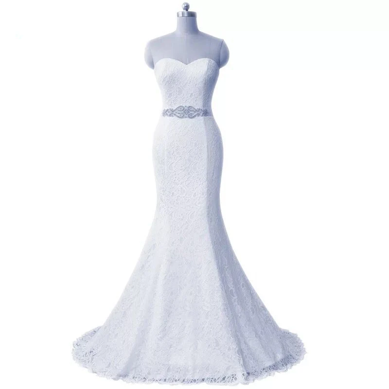 

Роскошное кружевное свадебное платье с юбкой-годе без бретелек и со стразами, новинка 2020, роскошное Дешевое женское платье
