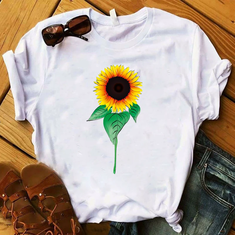 

Women Lady T Shirt Powered By Plant Printed Tshirt Ladies Short Sleeve Loose Tee Shirt Women Female Tops Clothes Graphic T-shirt