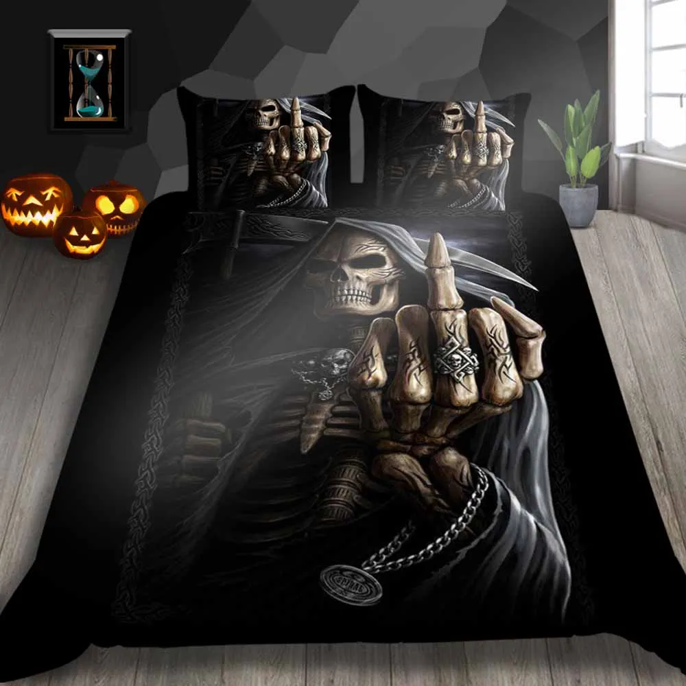 

Thumbedding Grim Reaper Print Bedding Set King Hot Sale Scary Soft 3D Duvet Cover High End Queen Full Twin Single Double Bed Set