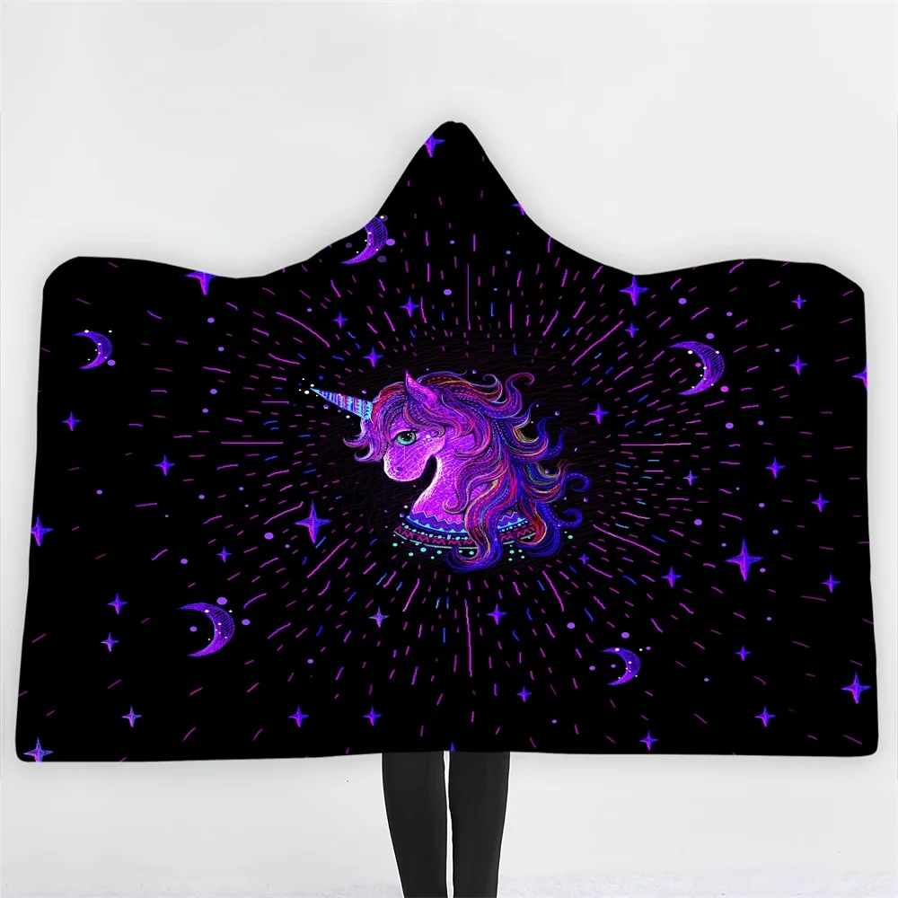 

Cartoon Unicorn Pink Hoodie Wearable Blanket Fleece Blanket Cozy Ultra-Soft Light Weight Warm Adults Kids Gift