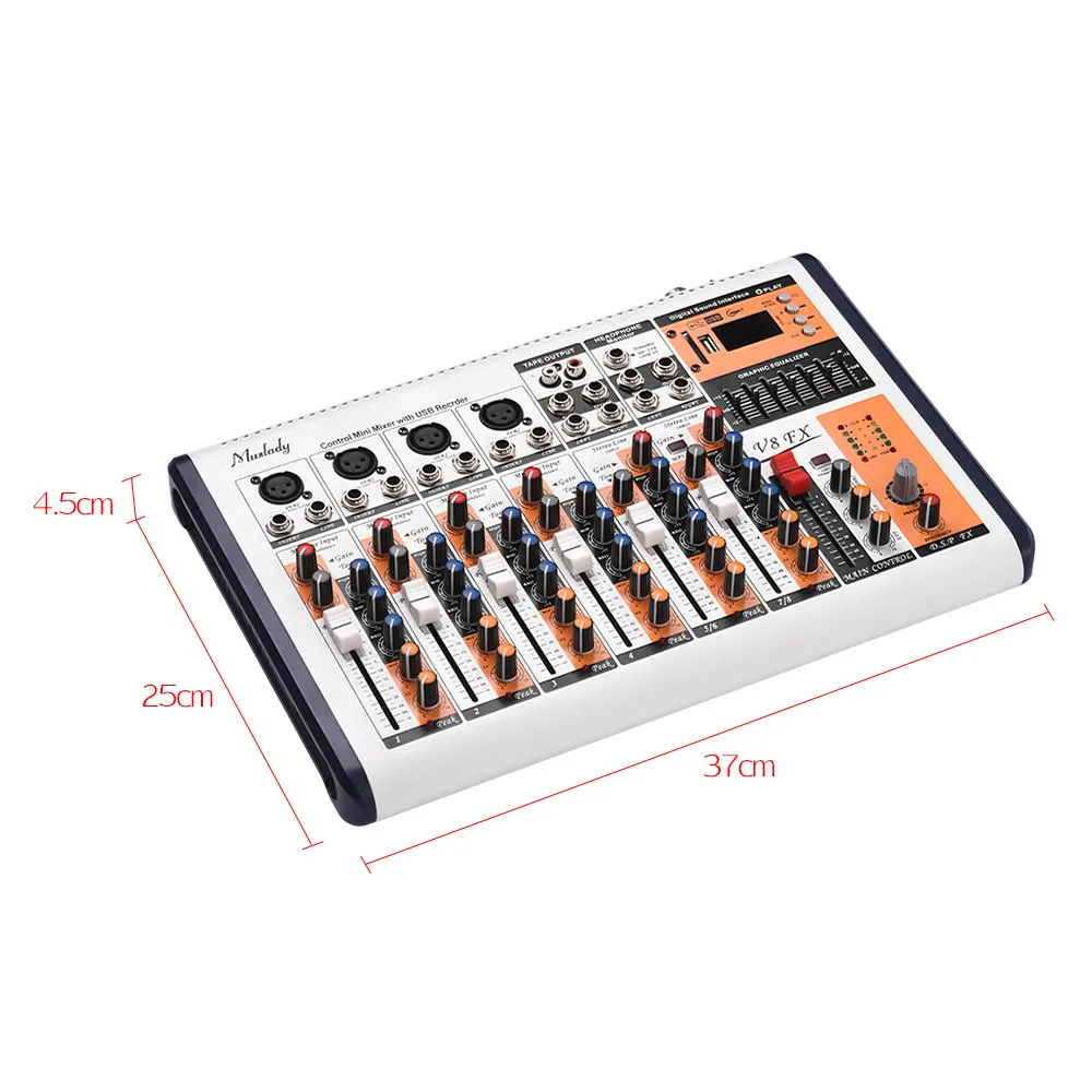 

Muslady -FX 4-Channel Portable Mixing Console Mixer Built-in 16 DSP Effects +48V Phantom Power Supports BT Connection