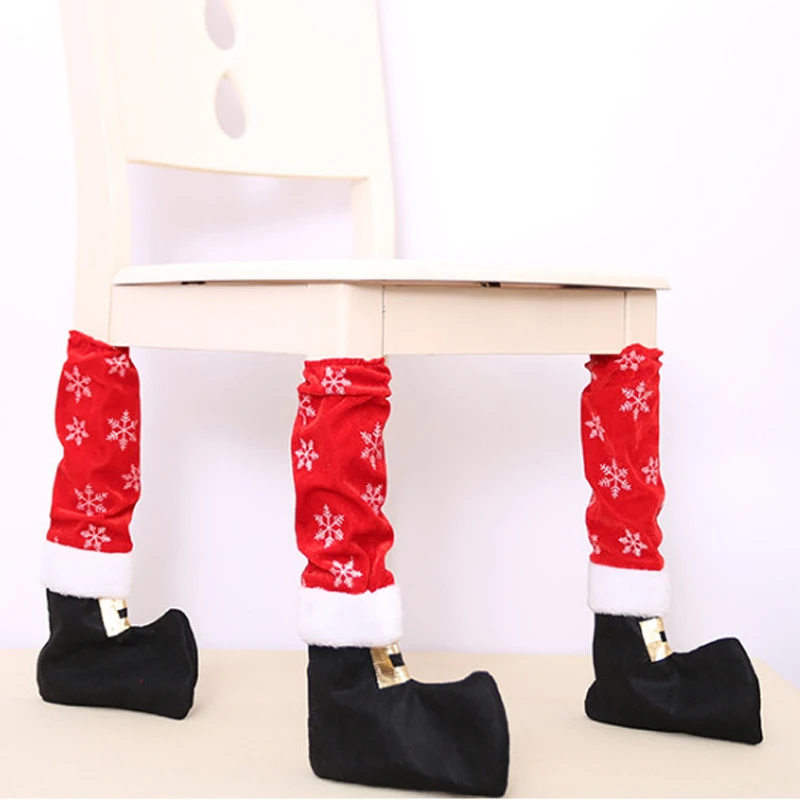 4 шт./лот рождественские чехлы на ножки стула украшения столов и стульев