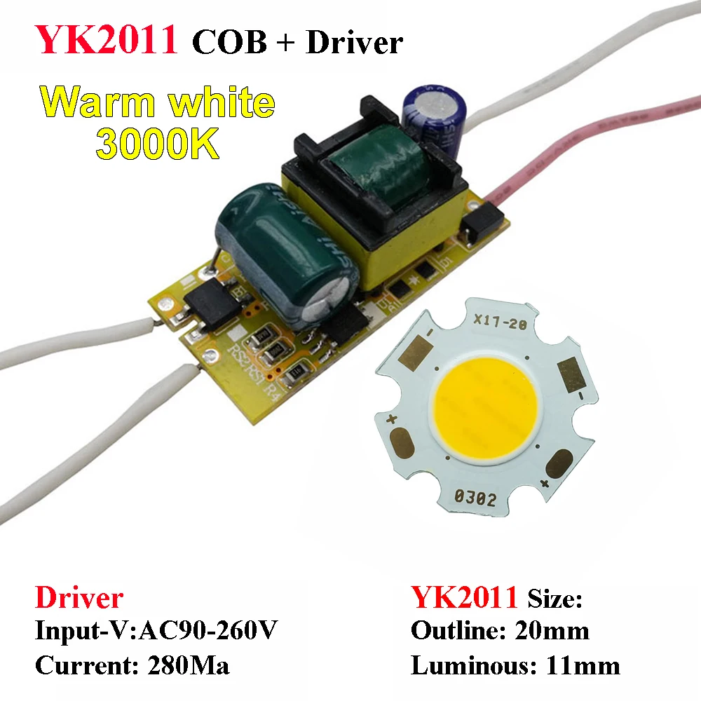Warm white Полный ватт 3 Вт 5 Вт 7 Вт 9 Вт 10 Вт 15 Вт 20 мм Высокая мощность светодиодный COB лампа с чипами с драйвером для DIY отслеживающий светильник, Точечный светильник для газона - Испускаемый цвет: Warm white