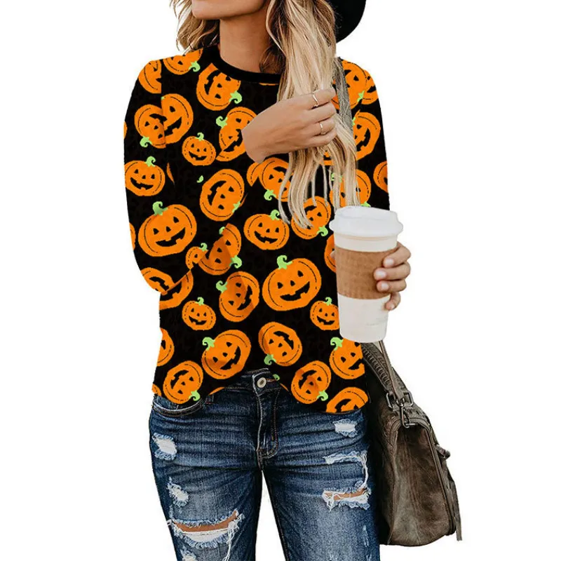 Женская футболка с леопардовым принтом уличная круглым вырезом и длинными