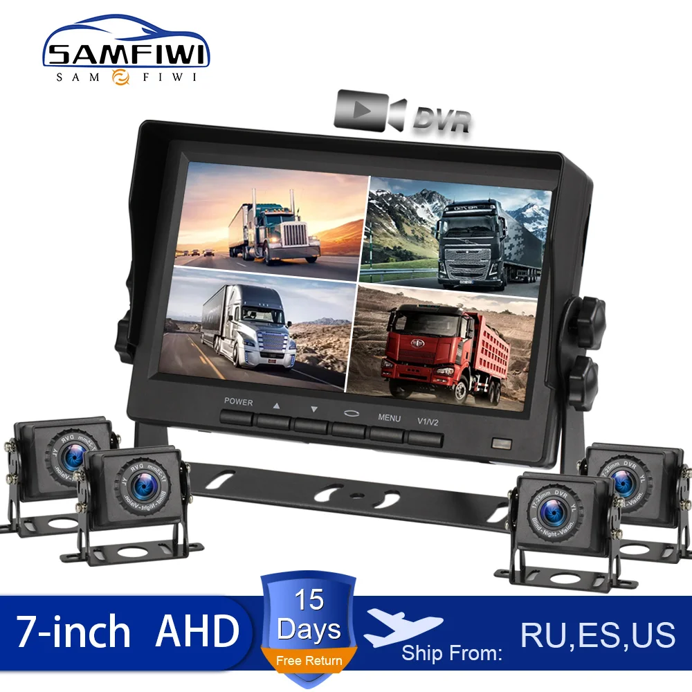 HD AHD 7 дюймов Автомобильный 4CH DVR видео вход рекордер монитор с MP5 особенности для