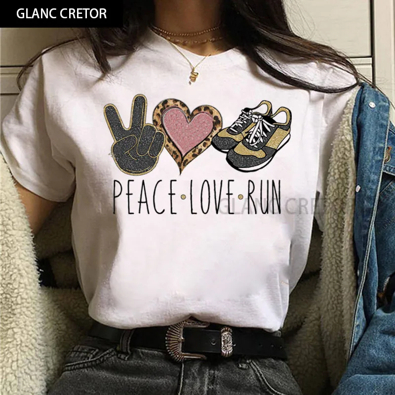 

Peace Love Dogs Print Tshirt Cartoon Cute Tee Shirts Female Graphic T-shirt Fashion Women T Shirt Harajuku Graphic Tops Tee