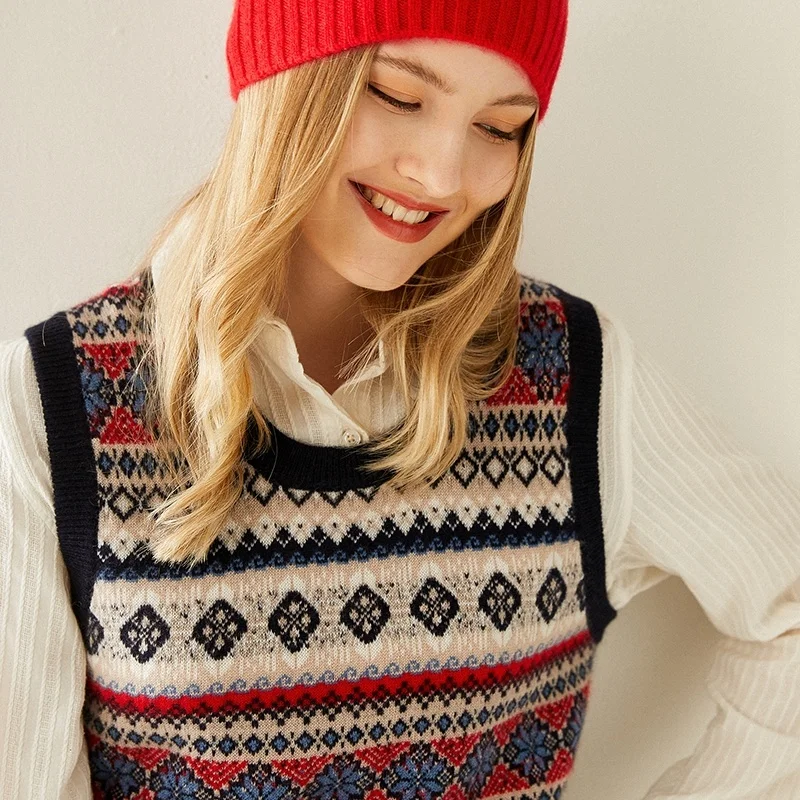 

Knit waistcoat vest 2020 Autumn winter new women's wear Korean version loose joker cashmere round neck vest turtleneck sweater