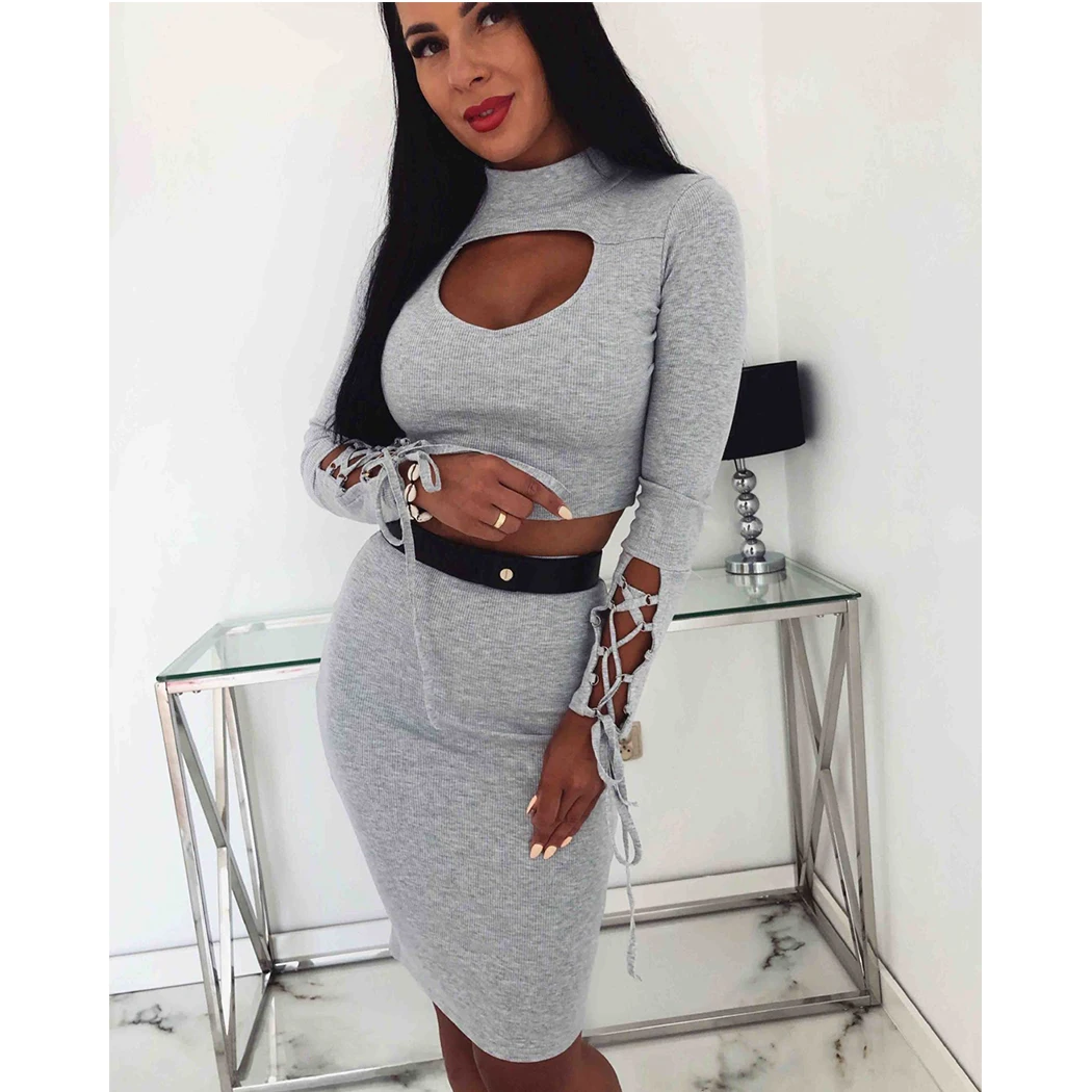 Вечерние клубные платья повседневные женские комплекты из двух предметов тонкая