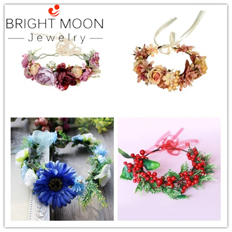 Яркая луна обруч для волос Южно-корейский стиль Свадебный венок из роз невесты