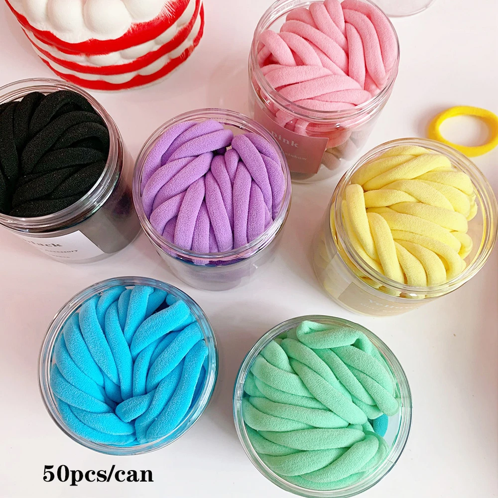 

50Pcs Elastic Rubber Bands ropes Hair Ties Solid color Headwear Hair bands Scrunchies Acsesorios para el cabello for Women Girls